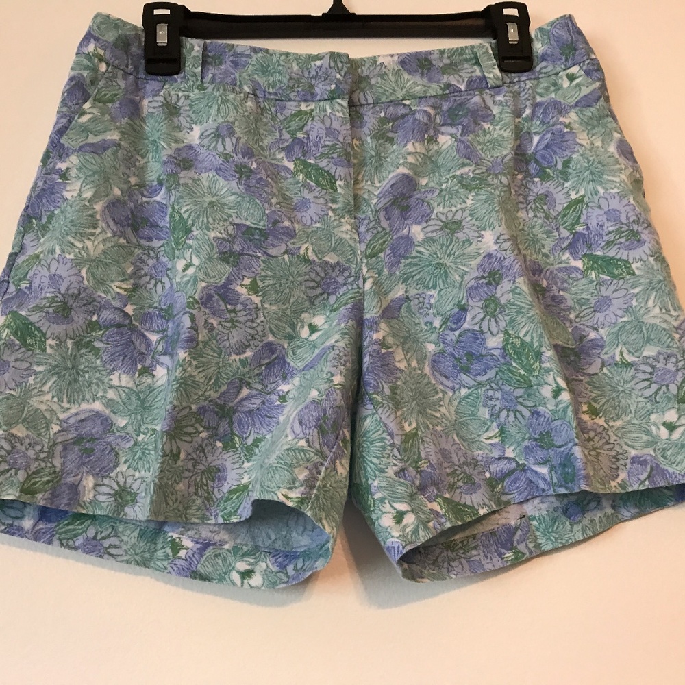 Talbots 10P purple & green print shorts